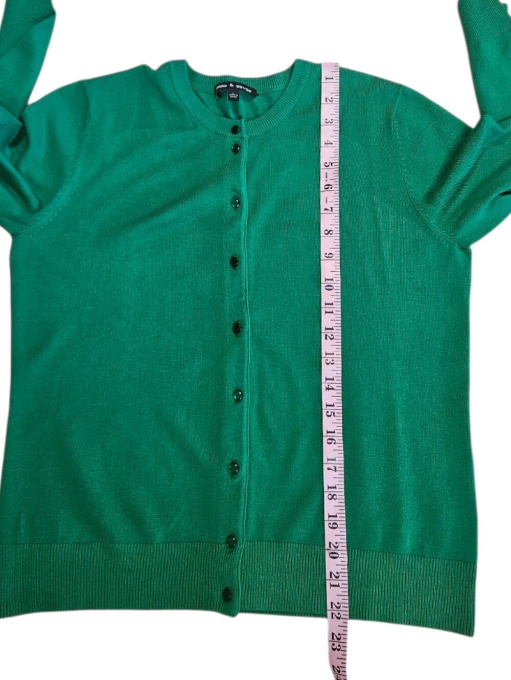 Cable & Gauge Cardigan Sweater Kelly Green Button Front Women's Large - Picture 8 of 11